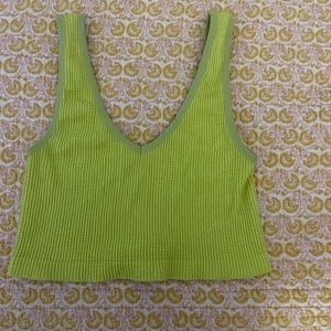 Lime green v neck tank crop top F21